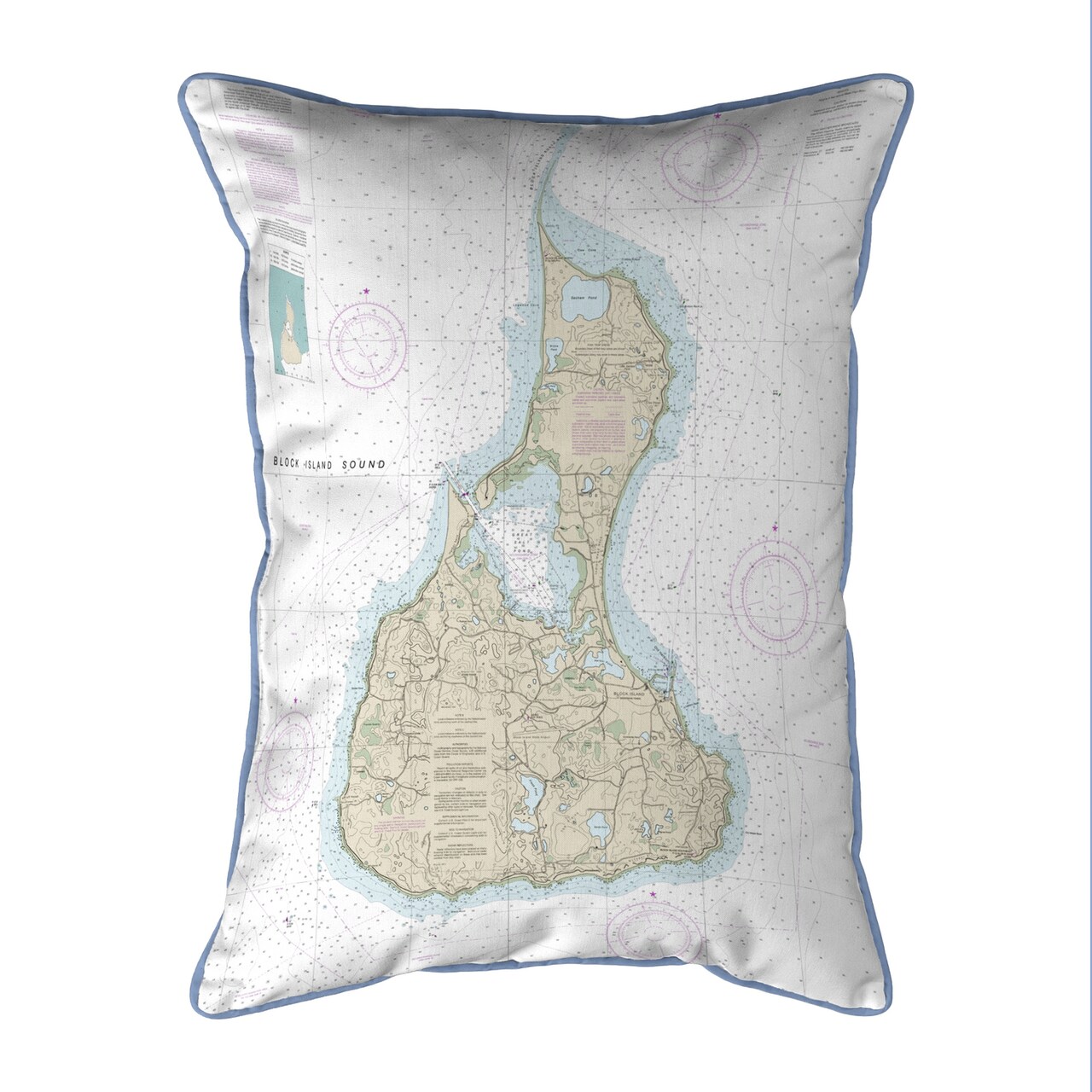 Block Island #2 Map Pillow 20x24 – Extra Large Zippered Pillow
